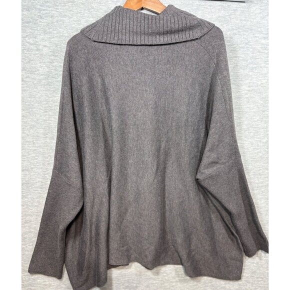 Calvin Klein Womens Sweater L/XL Gray Knit Poncho Wrap Turtleneck Buckle - Picture 5 of 5